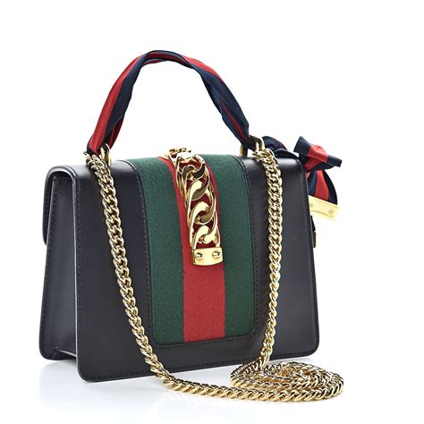 sylvie leather mini chain bag gucci|GUCCI Calfskin Mini Sylvie Chain Shoulder Bag Black.